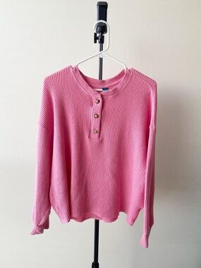 Old Navy Pink Long Sleeve Waffle Top